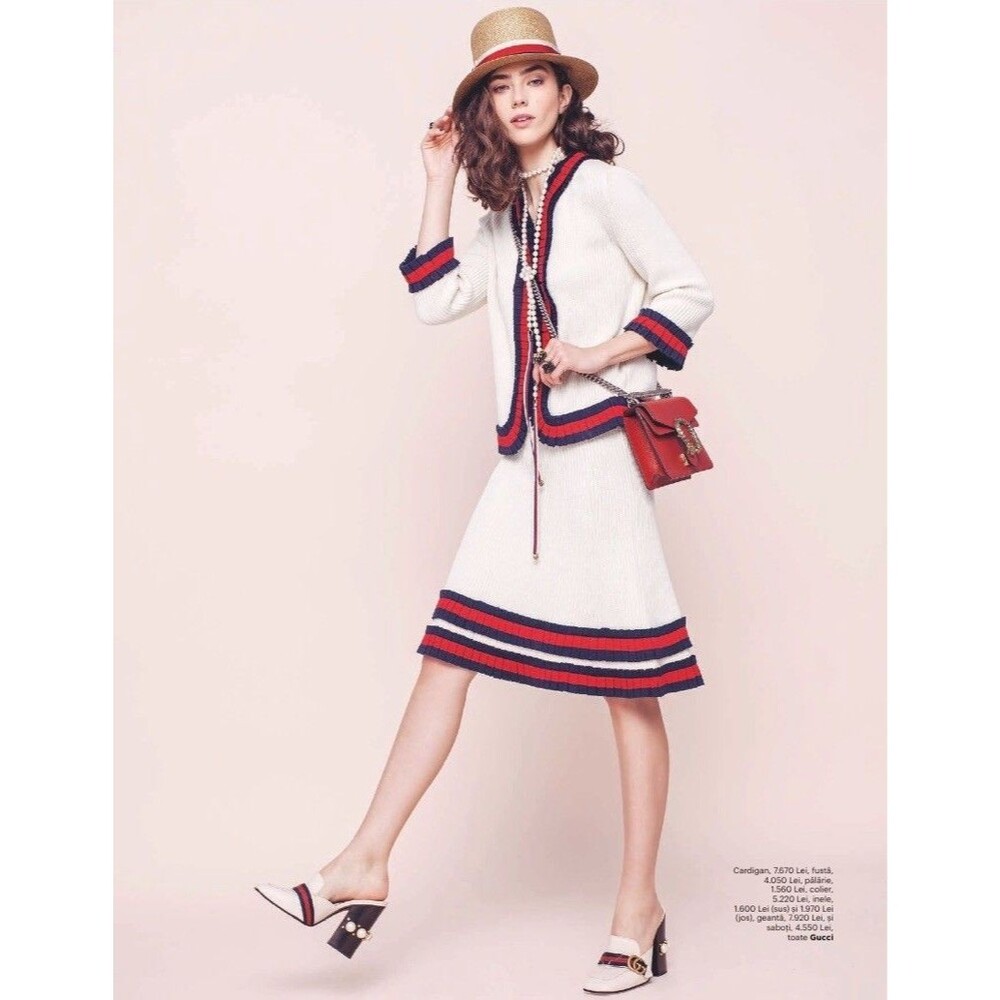 GUCCI Knee-Length Wool wth Sylvie Web Accent Skirt, S, NWT